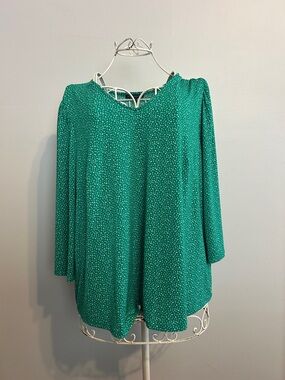 Adrianna Papell Emerald Green Printed Blouse
